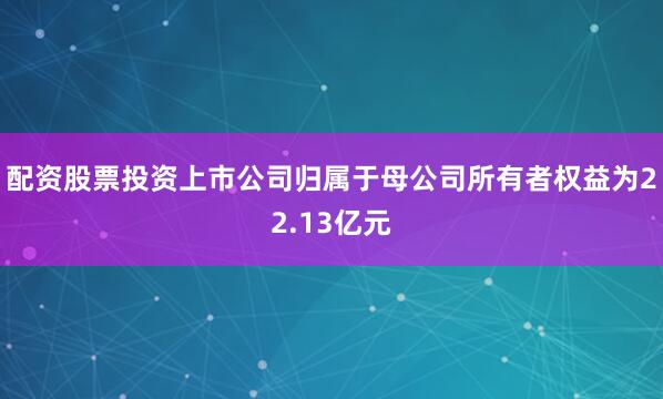 配资股票投资上市公司归属于母公司所有者权益为22.13亿元